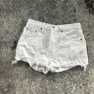 Levi White Denim Women Shorts